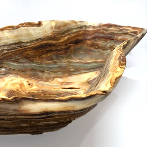 Raw Edge Onyx Bowl - Large- Amber/Tan/Grey-6