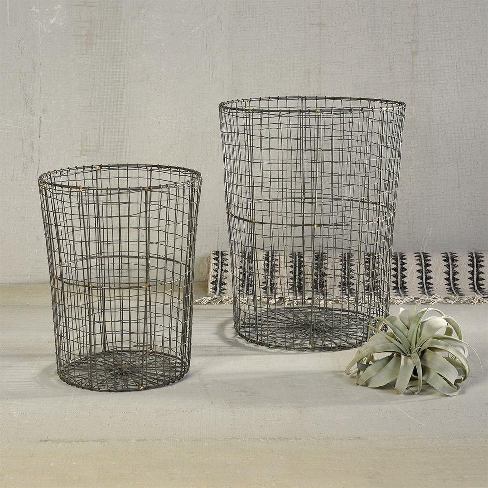HomArt Soren Tapered Wire Baskets - Set of 2 - Natural - Feature Image | Modishstore | Bins, Baskets & Buckets