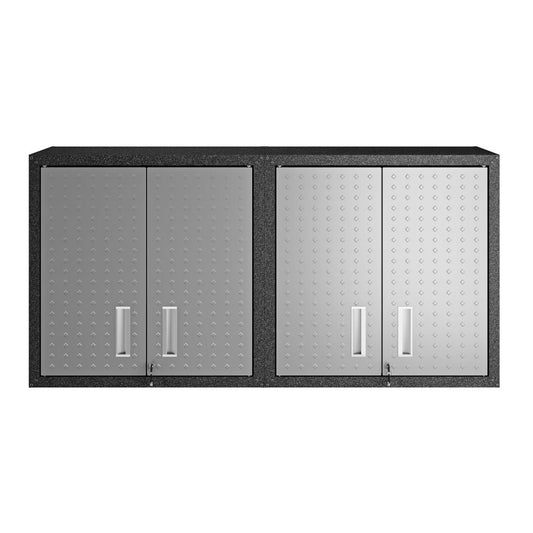 Manhattan Comfort Fortress 30" Floating Textured Metal Garage Cabinet with Adjustable Shelves in Grey - Set of 2 | Cabinets | Modishstore