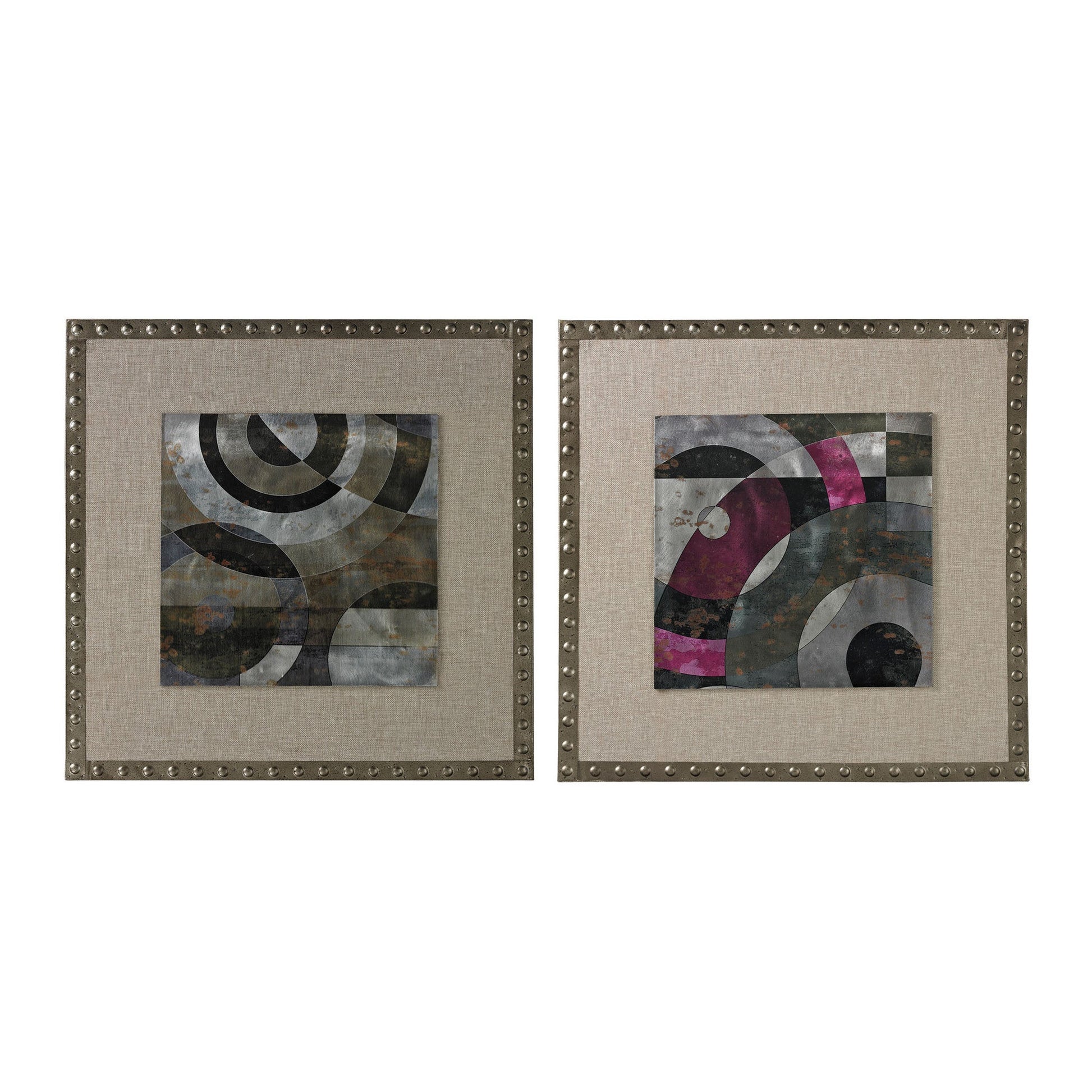 ELK Lighting Contemporary Print On Aluminium Set In Linen And Nail Head Surround Wall Art, ELK Lighting, - Modish Store | Modishstore | Wall Art