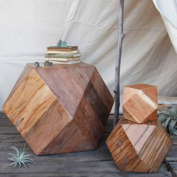 HomArt Icosahedron Wood Block - Natural | Modishstore | Stools & Benches