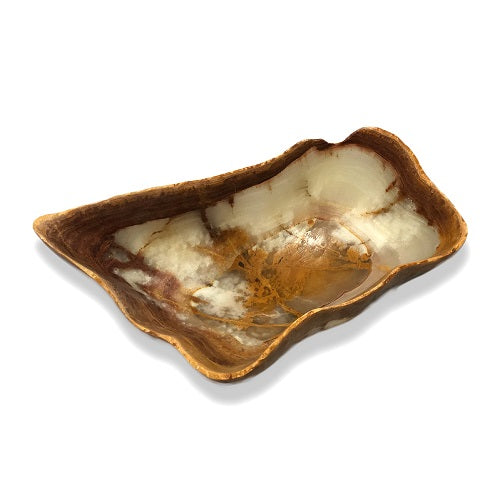 Raw Edge Natural Onyx Bowl - Large - Ivory/Tan/Brown-3