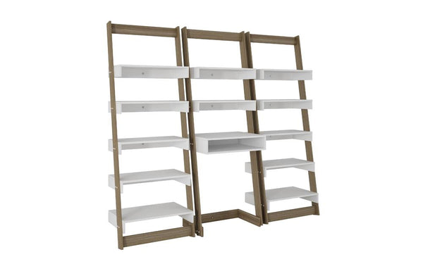 Accentuations by Manhattan Comfort 3 Piece Carpina Home Floating Ladder Shelf Office Desk | Desks | Modishstore-3