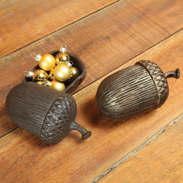HomArt Acorn Box - Cast Iron - Brown - Set of 4-4