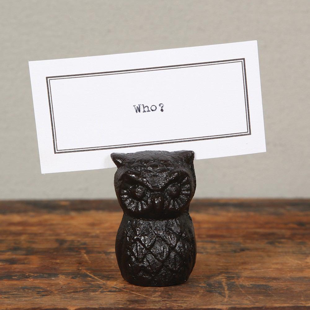 HomArt Owl Place Card Holder - Cast Iron - Antique Black - Set of 8-4