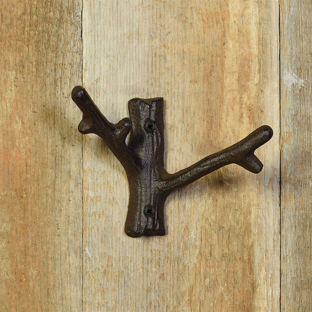 HomArt Faux Bois Cast Iron Wall Hook - Twig - Brown - Set of 6-3
