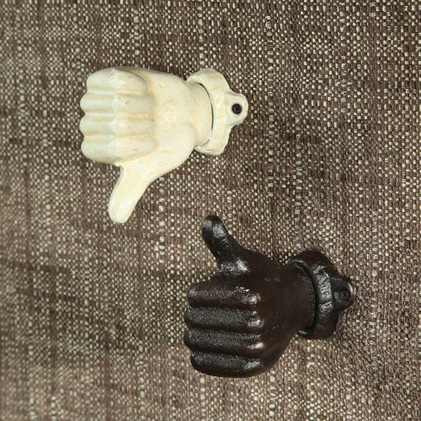 HomArt Wall Mounted Cast Iron Hand - Thumbs Up - Set of 4 | Modishstore | Hooks & Racks