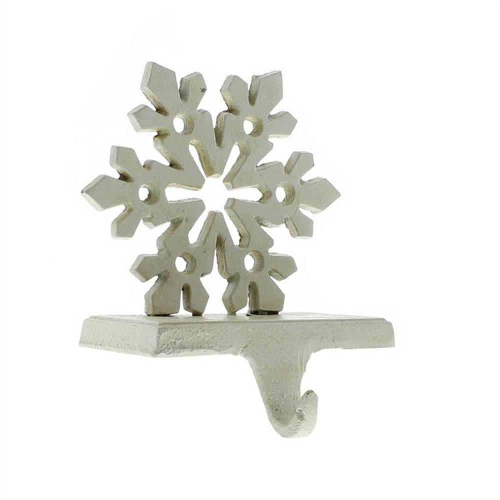 HomArt Snowflake Stocking Holder - Cast Iron - Antique White - Set of 4-2