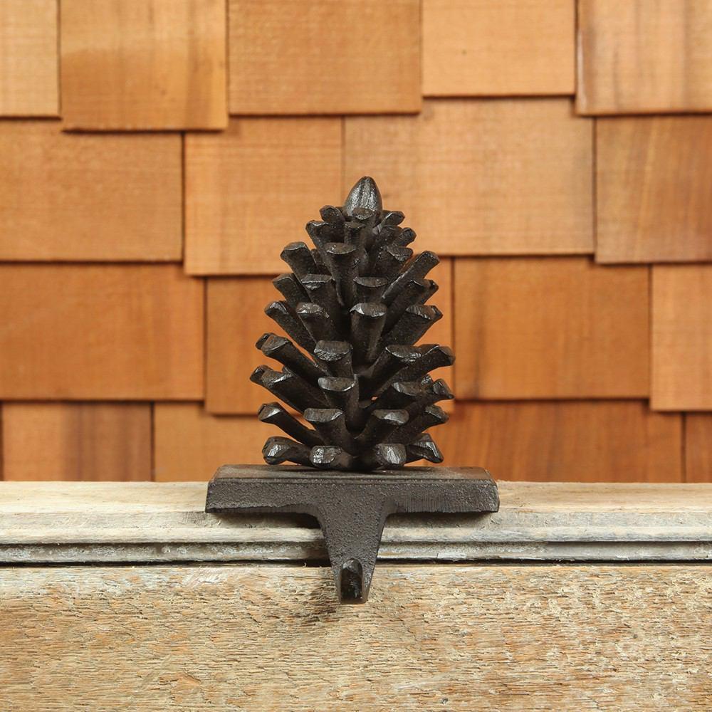 HomArt Pinecone Stocking Holder - Cast Iron - Brown - Set of 4 - Feature Image | Modishstore | Holiday