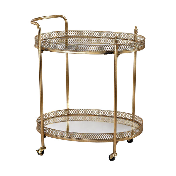 Sterling Industries Banded Oval Bar Cart  | Modishstore | Bar Carts