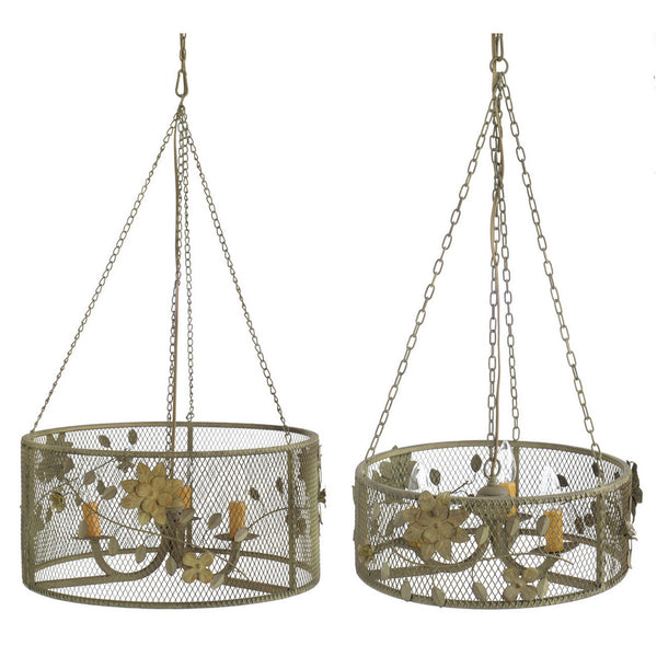 A&B Home Metal Chandelier With Flower Design - Set Of 2