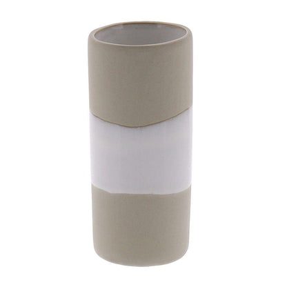 HomArt Shore Ceramic Cylinder Vase - Natural | White - Small - Thin-3