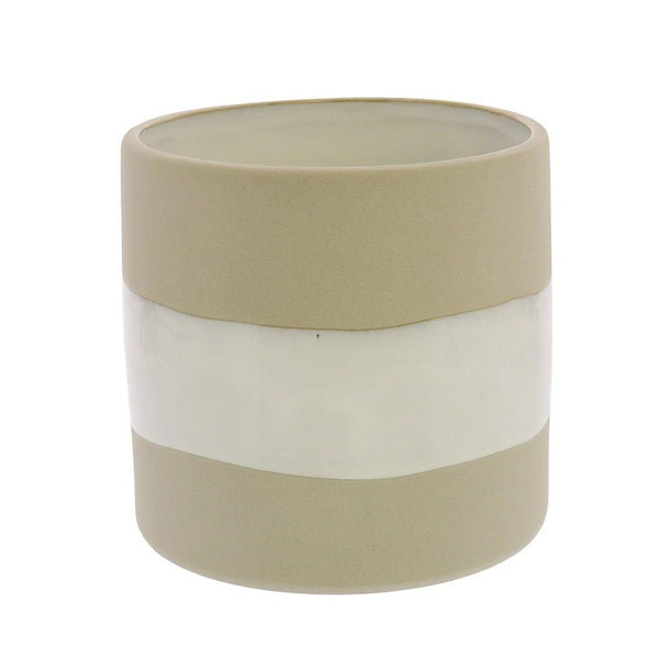 HomArt Shore Ceramic Cylinder Vase - Natural | White - Small - Wide-6
