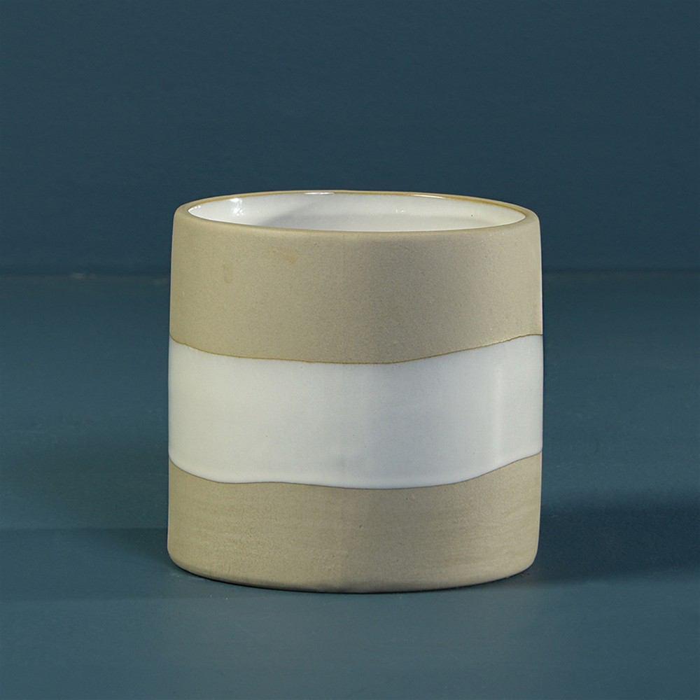 HomArt Shore Ceramic Cylinder Vase - Natural | White - Set of 4-11