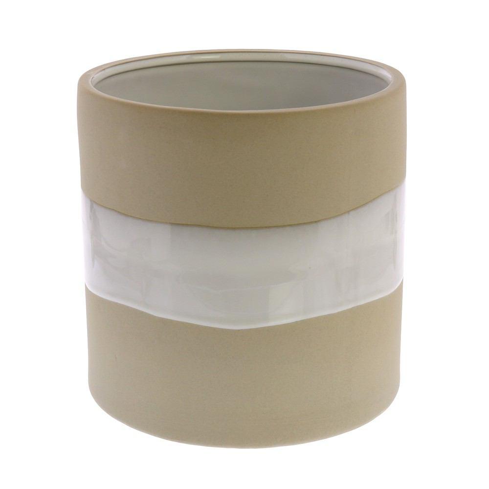 HomArt Shore Ceramic Cylinder Vase - Natural | White - Large - Wide-7