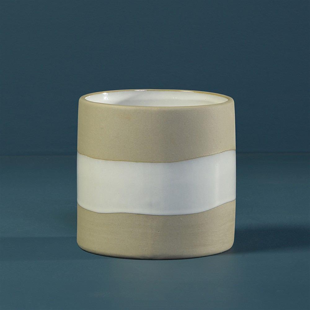 HomArt Shore Ceramic Cylinder Vase - Natural | White - Set of 4-12