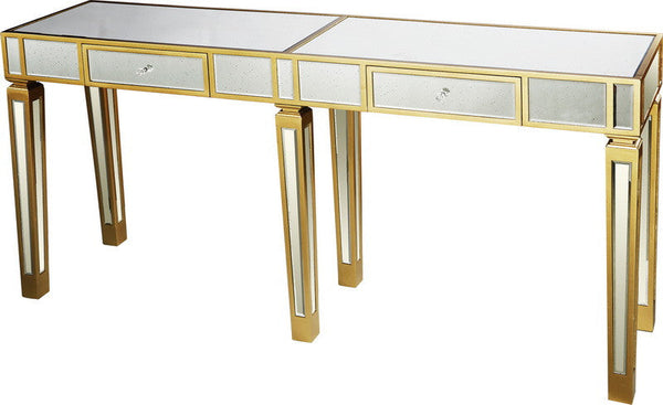 A&B Home Mirror Console Table With Gold Accent