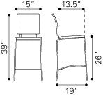 Zuo Criss Cross Counter Chair - Set Of 2 | Counter Stools | Modishstore-14