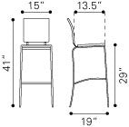 Zuo Criss Cross Bar Chair - Set Of 2 | Bar Stools | Modishstore-14