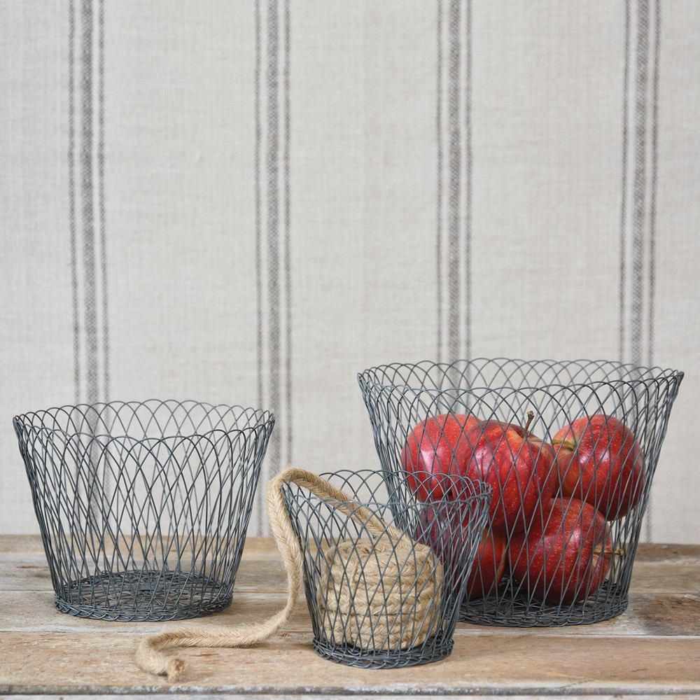 HomArt Tulle Wire Basket - Set of 4 | Modishstore | Bins, Baskets & Buckets