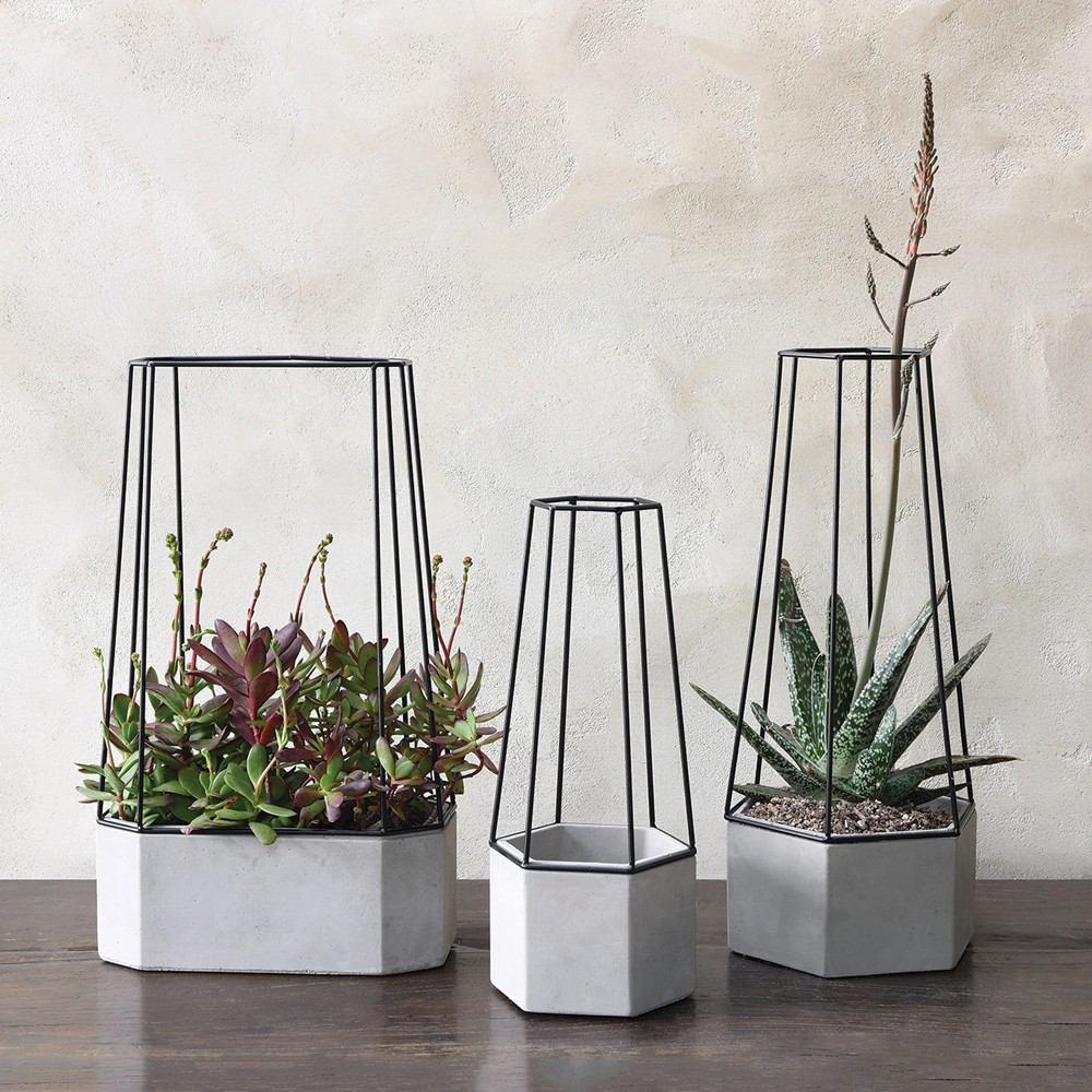 HomArt Indio Planter - Cement - Set of 2 | Modishstore | Planters, Troughs & Cachepots