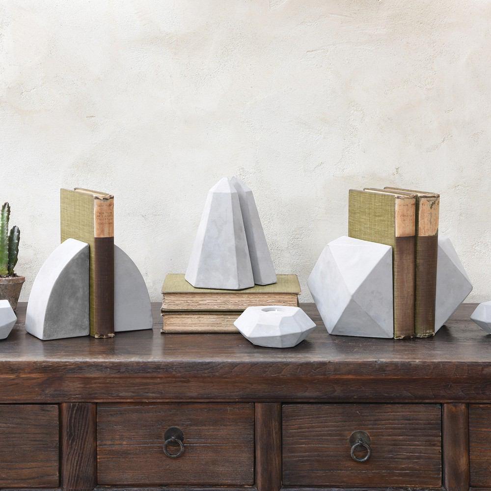 HomArt Geometric Cement Bookends | Modishstore | Bookends