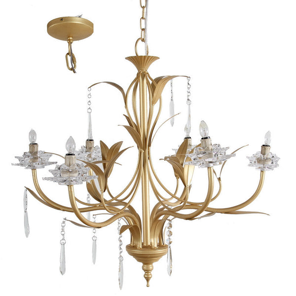 A&B Home Metal Chandelier W/ Crystal Droplets