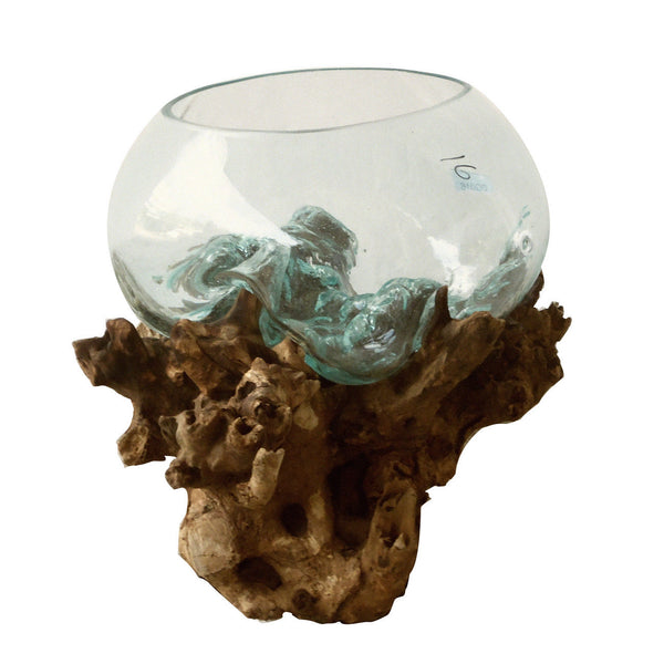 A&B Home Bramwell Teak Root Base Candle Holder - Set Of 2