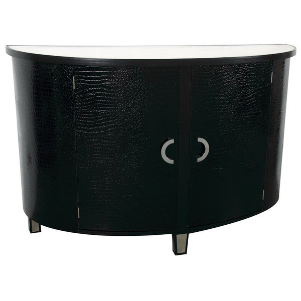 A&B Home Black & White Semi Round Cabinet