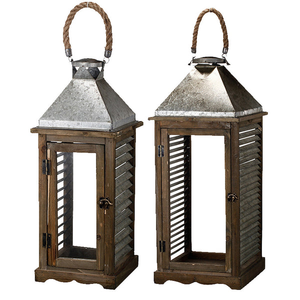 A&B Home Brown Traditional Lantern - Set Of 2