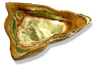 Raw Edge Banded Onyx Bowl - Large - Cream/Green/Brown-3