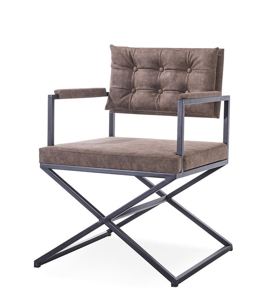 Vig Furniture Modrest Cosme Modern Brown Leatherette Dining Armchair | Modishstore | Armchairs