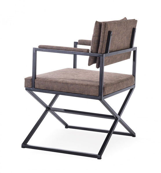 Vig Furniture Modrest Cosme Modern Brown Leatherette Dining Armchair | Modishstore | Armchairs-2