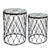 A&B Home Fenna Antique-Brass Tables With Decorative Wood Top - Set Of 2