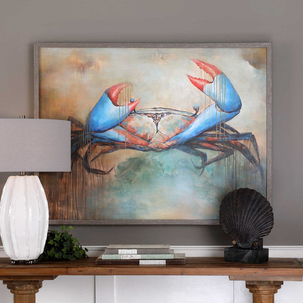 Uttermost Sam The Crab Hand Painted Canvas | Modishstore | Wall Art