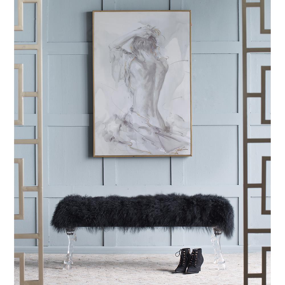 A&B Home Mongolian Fur Bench