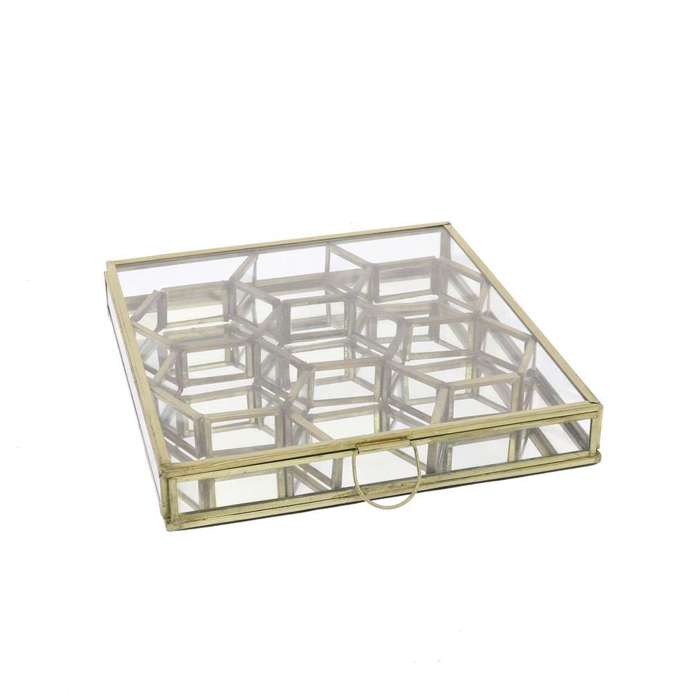 HomArt Monroe Honeycomb Divided Box - Brass - Small-4