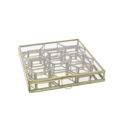 HomArt Monroe Honeycomb Divided Box - Brass - Small-4