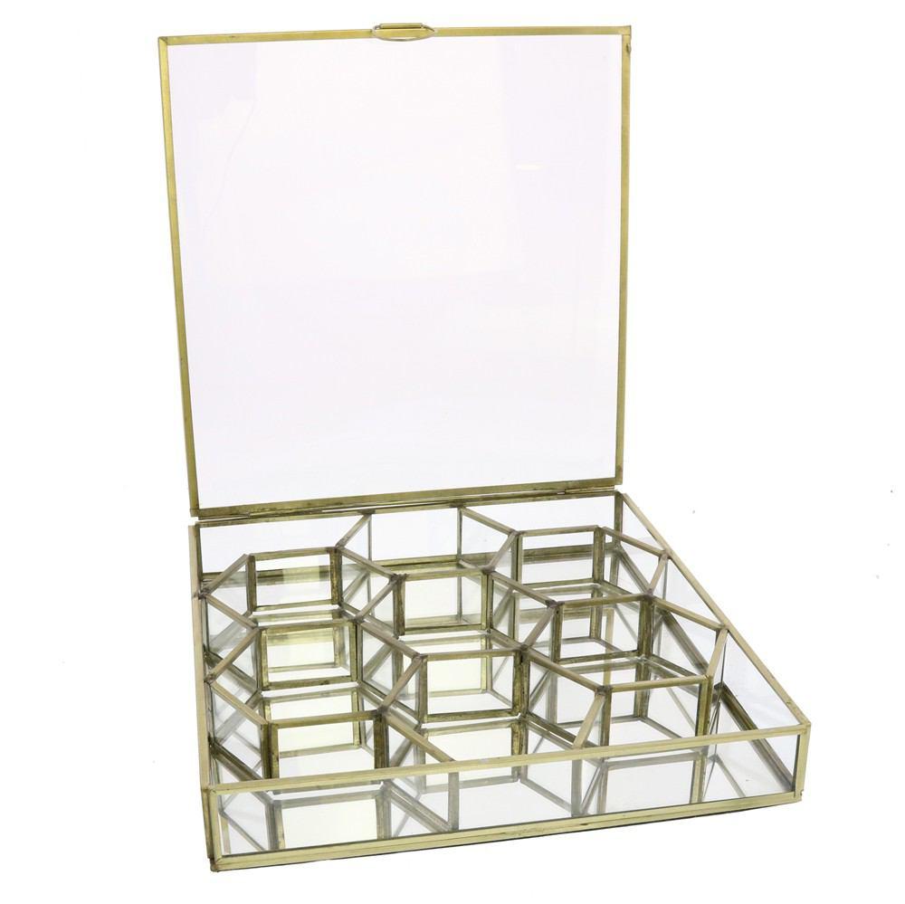 HomArt Monroe Honeycomb Divided Box - Brass-3