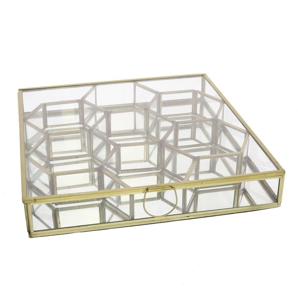 HomArt Monroe Honeycomb Divided Box - Brass - Feature Image-2