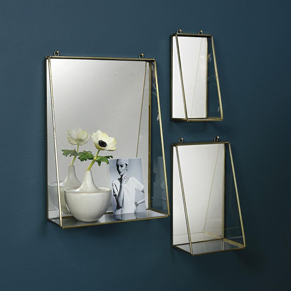 HomArt Monroe Mirror with Shelf - Brass - Set of 2-6