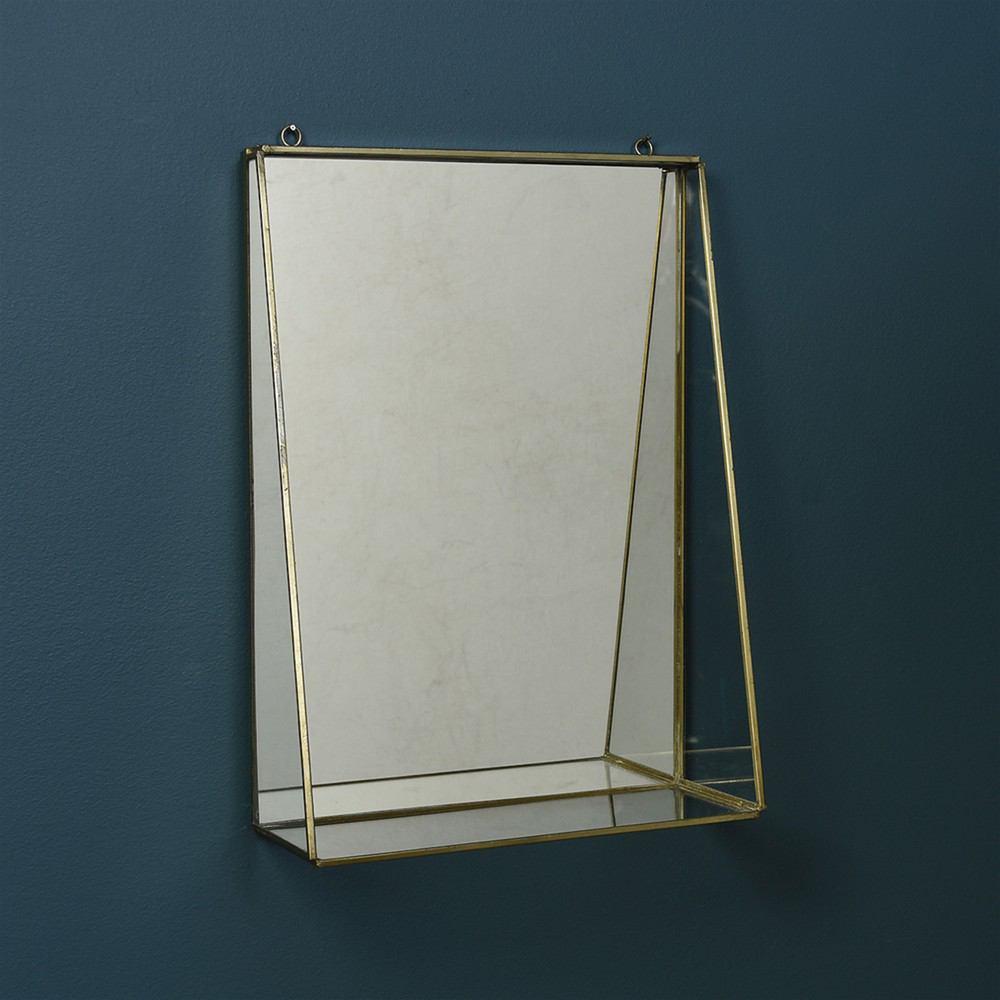 HomArt Monroe Mirror with Shelf - Brass - Set of 2 | Modishstore | Mirrors