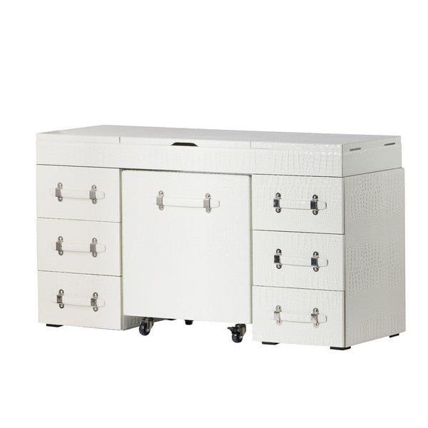 A&B Home White Dressing Table with Mobile Cabinet