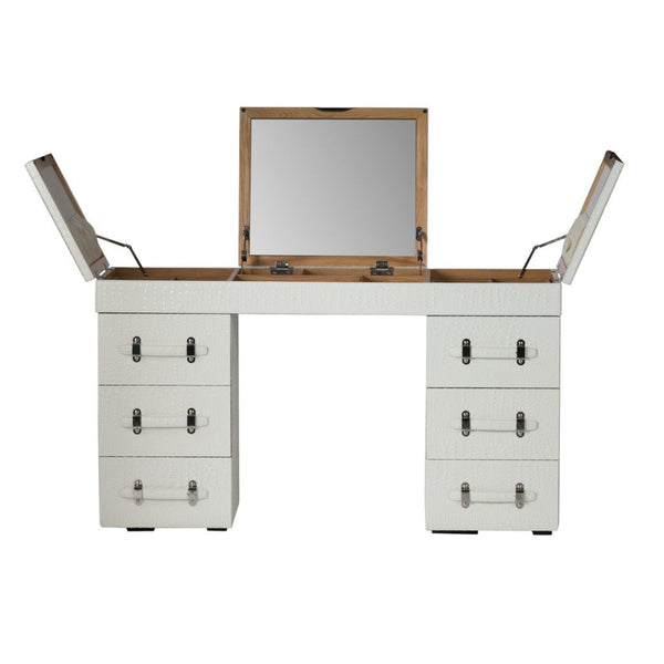 A&B Home White Dressing Table with Mobile Cabinet