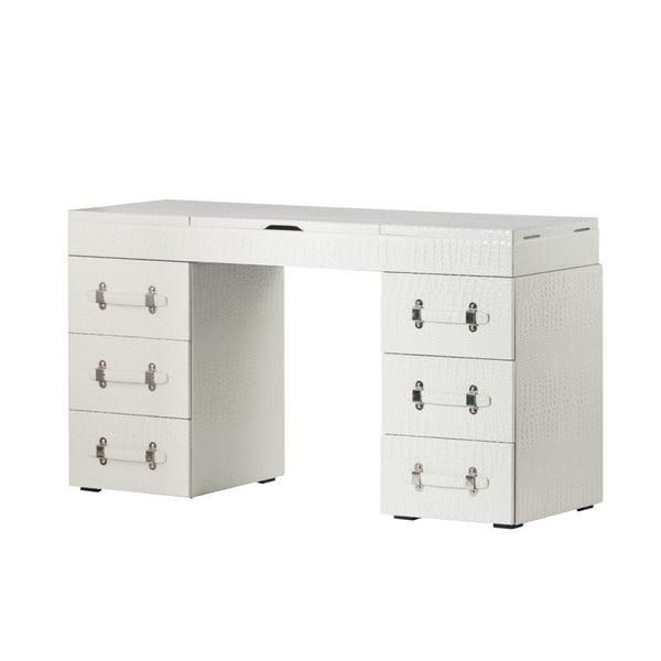 A&B Home White Dressing Table with Mobile Cabinet