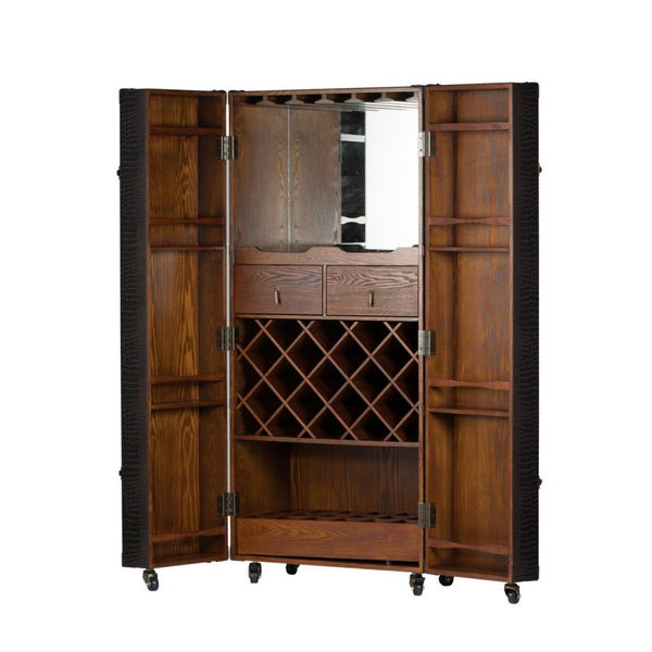 A&B Home Luxury Wine Cabinet on Wheels