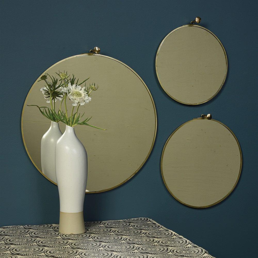 HomArt Monroe Round Mirror - Brass - Set of 4 | Modishstore | Mirrors