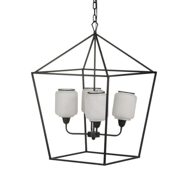 A&B Home Square Iron and Glass Chandelier