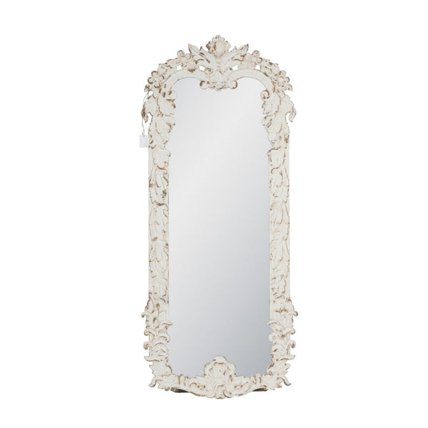 A&B Home Distressed White Mirror with Durable Wood Frame