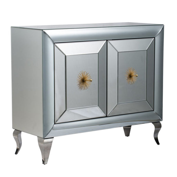 A&B Home Vintage Silver Curved Cabinet